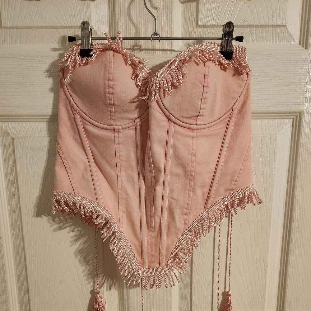 Pink Pony Club Fringe Corset Top